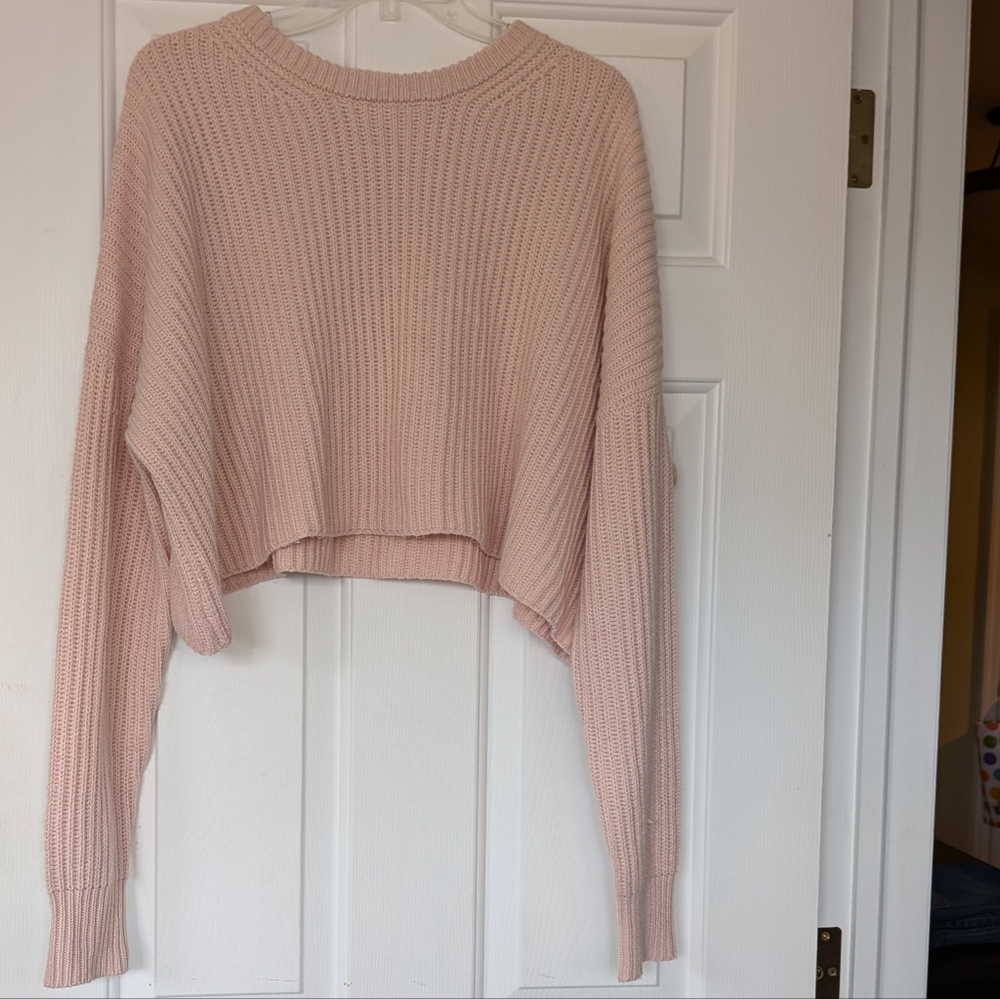 Altar'd State Knit Sweater Boxy Oversized Women's Size Small Pink Crew Neck - Picture 2 of 9